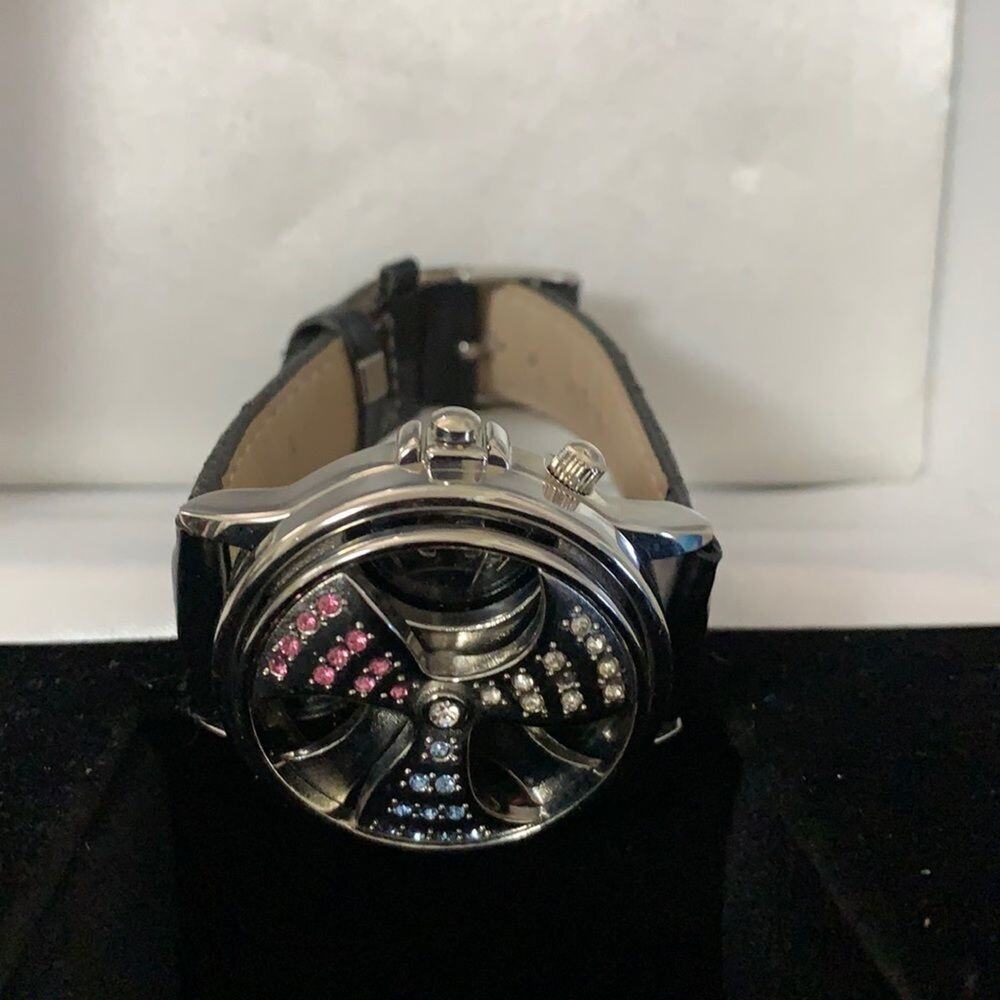 NWOT FRED BELAY UNISEX WATCH GENUINE LEATHER BAND DIAMONDS DETAILS